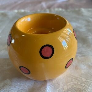 Berryware Vibrant Orange with Red Polka Dot Ceramic Candle Holder